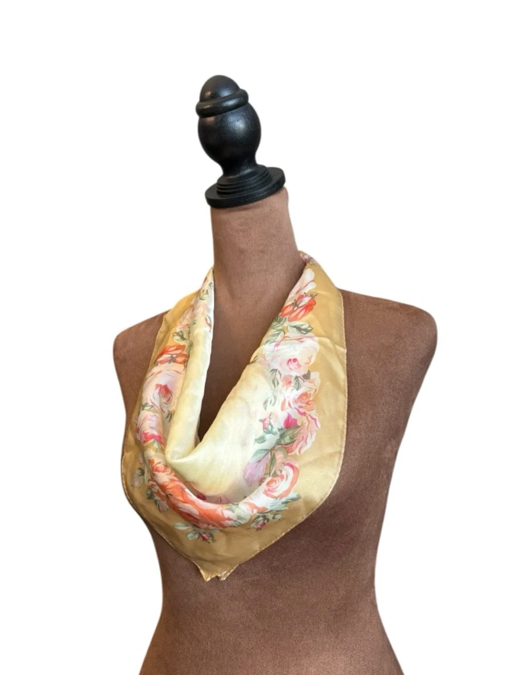 Cream Floral Square Polyester Scarf 21